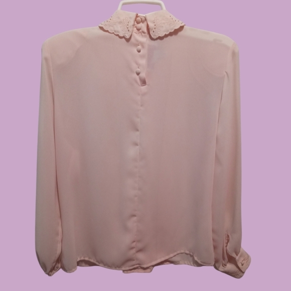 Laura & Jayne Petites Womens Blouse Size 10 Light Pink Embroidered & pink beaded - Picture 2 of 10